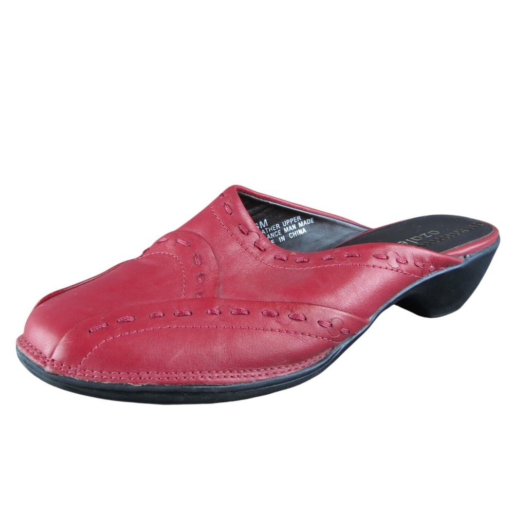 Azaleia Women Mule Shoes Size 6 Medium Red Leather Slip On